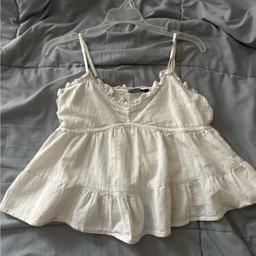 Women's White Ruffled Top